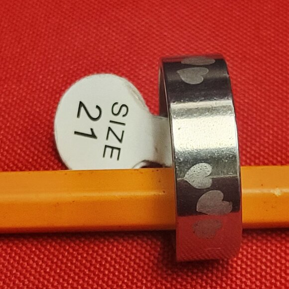 Stainless Steel Hearts Ring Size 21 Silver Tone Unisex - Picture 3 of 12